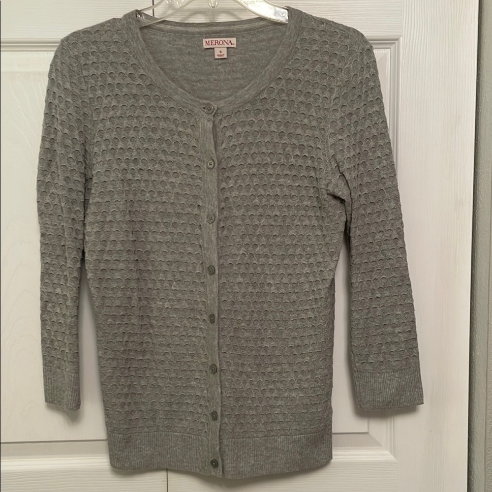 Merona Gray Knit Button-Up Cardigan